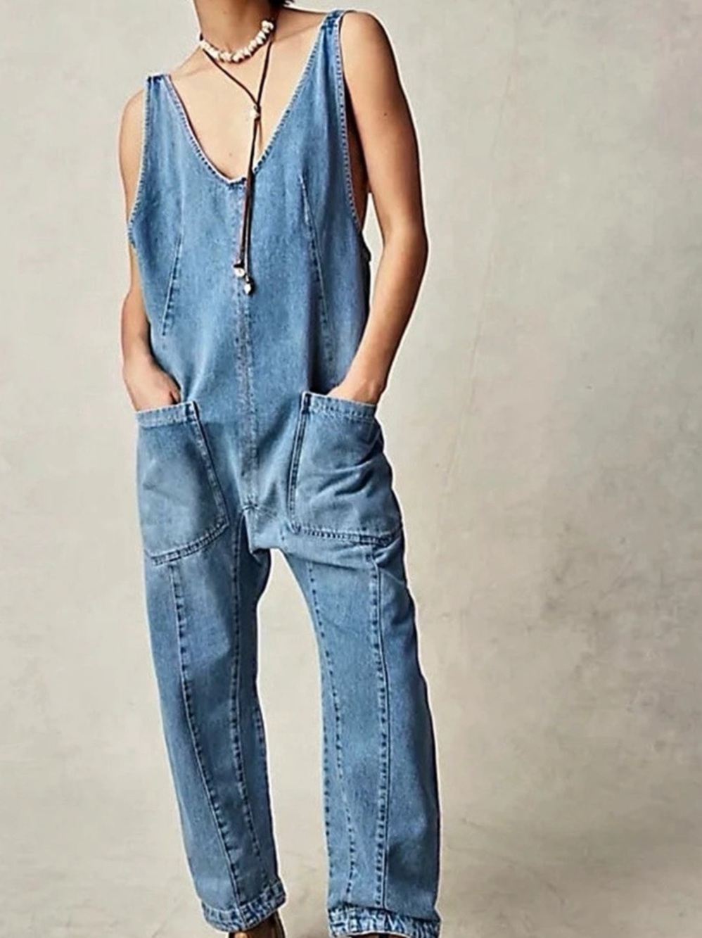 We The Free Denim Utility Jumpsuit Size XS Like New (B8)